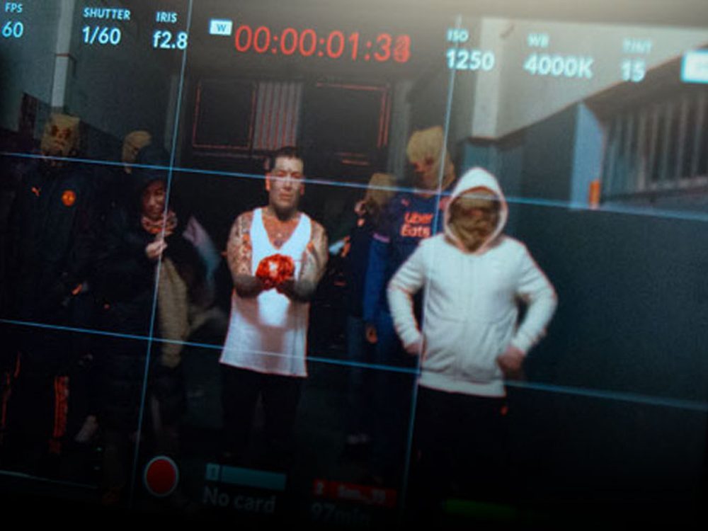 Tournage en cours, vu depuis le moniteur de la caméra